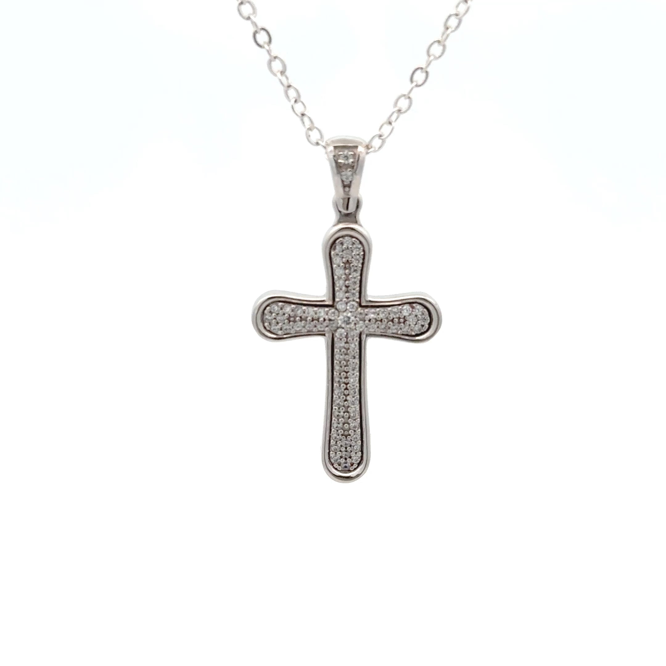 9ct White Gold Cubic Zirconia Cross Pendant