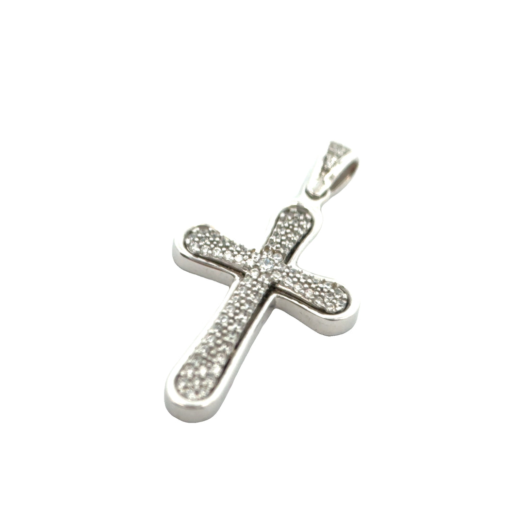 9ct White Gold Cubic Zirconia Cross Pendant