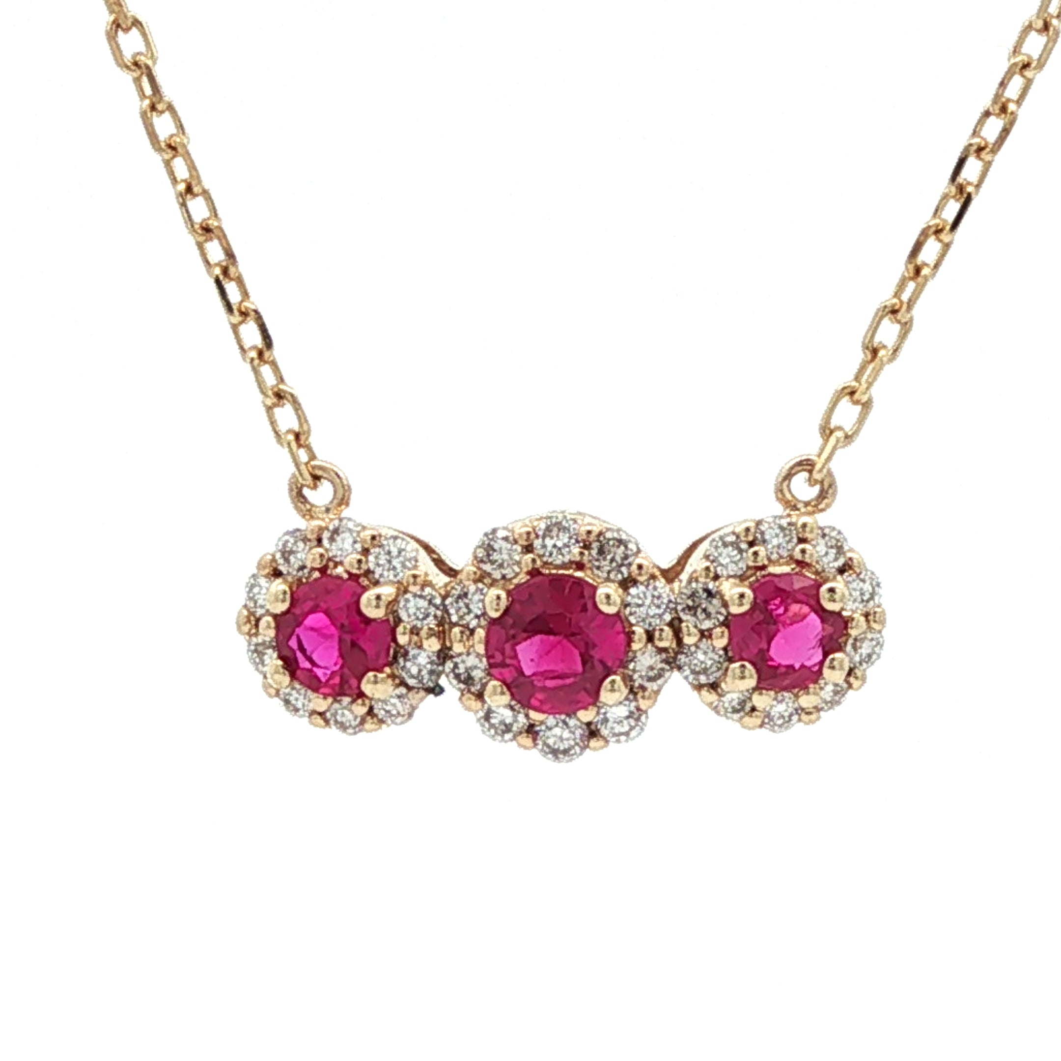 9ct Yellow Gold Ruby and Diamond Necklace