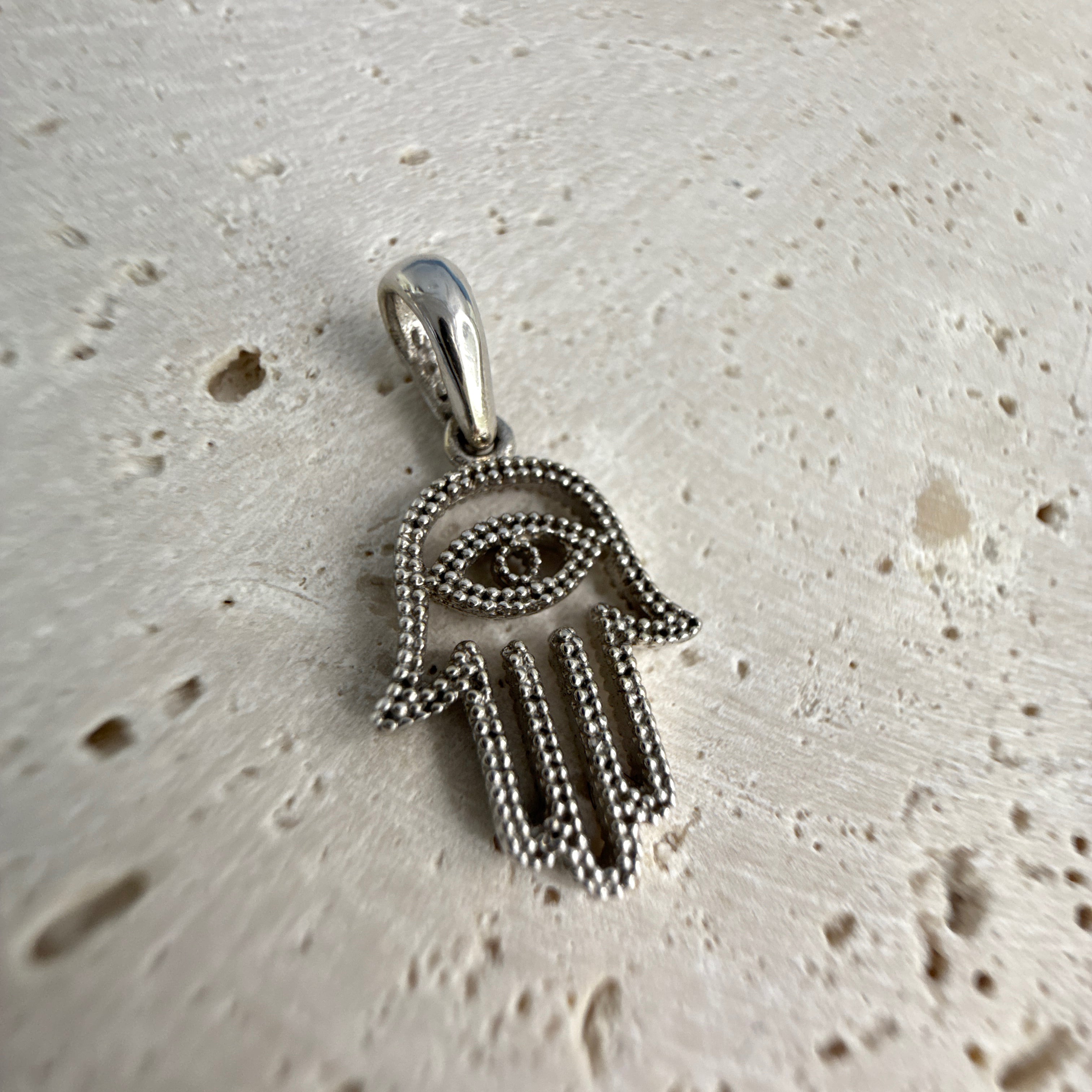 9ct White Gold Hand of Hasma Pendant