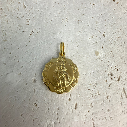 9ct Yellow Gold Round Saint Christopher Medallion