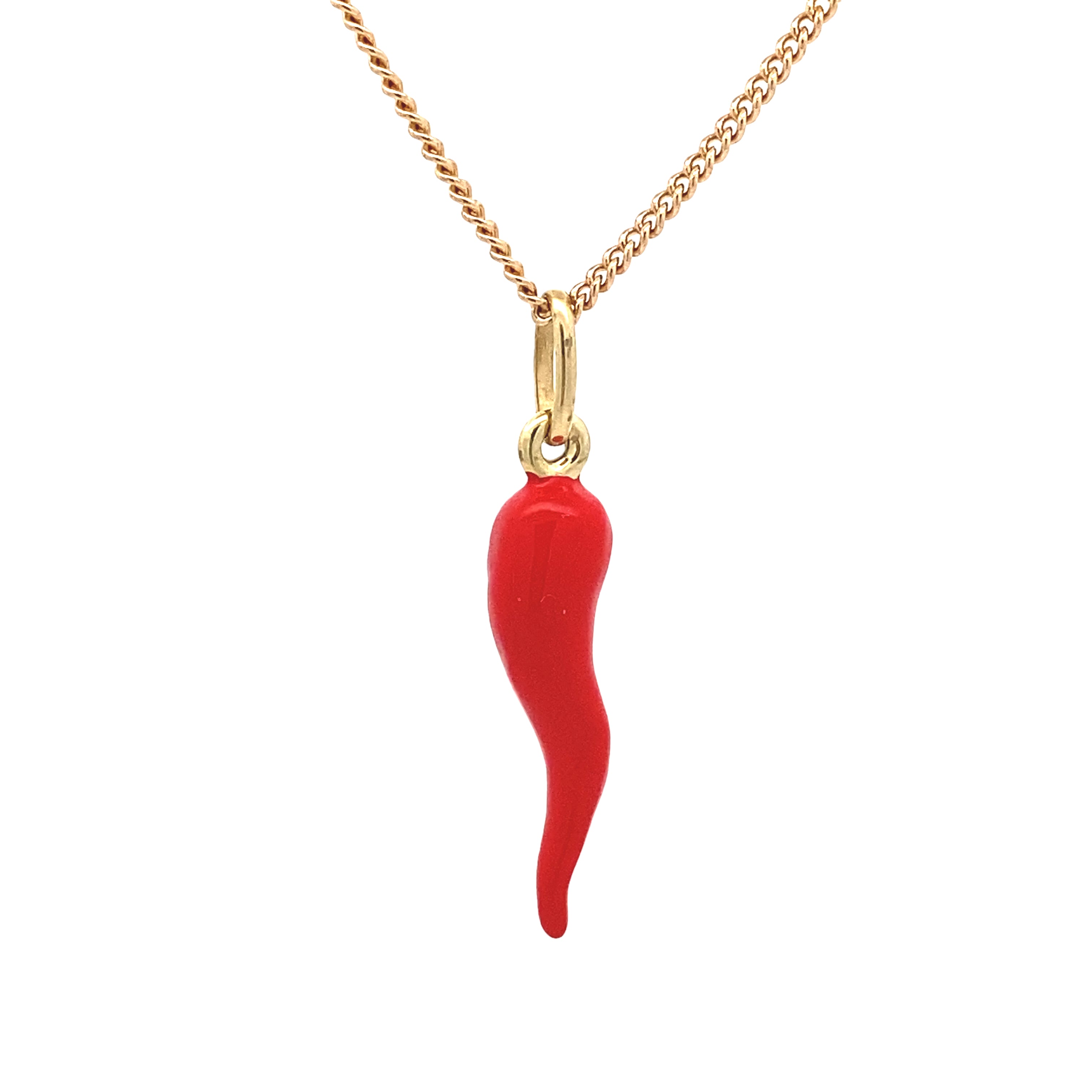 Horn of Plenty (Corno / Cornicello) Pendant with Red Enamel
