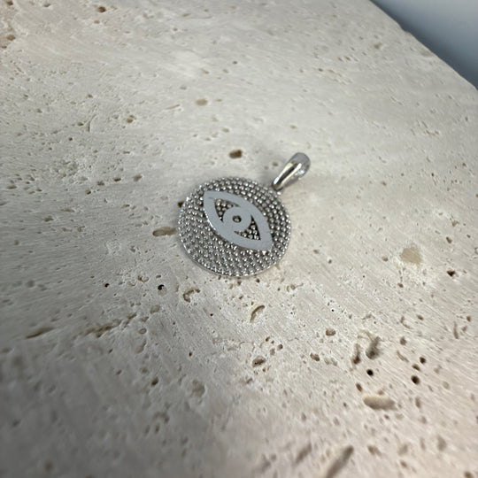 9ct White Gold Evil Eye (Mati) Pendant