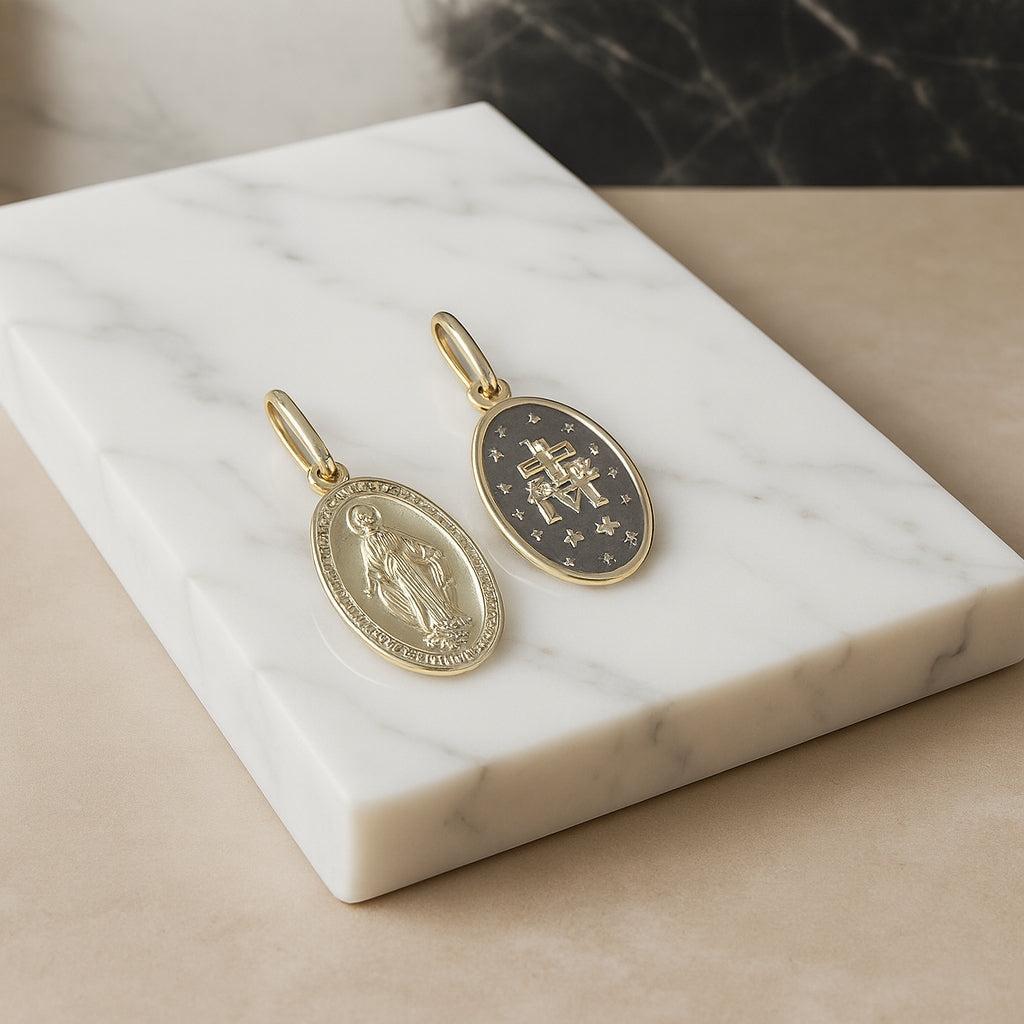 9ct Yellow Gold Madonna / Miraculous Mary Medallion