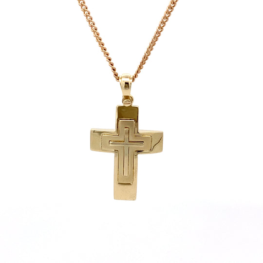 9ct Yellow Gold Layered Cross