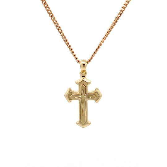 9ct Yellow Gold Flared Cross