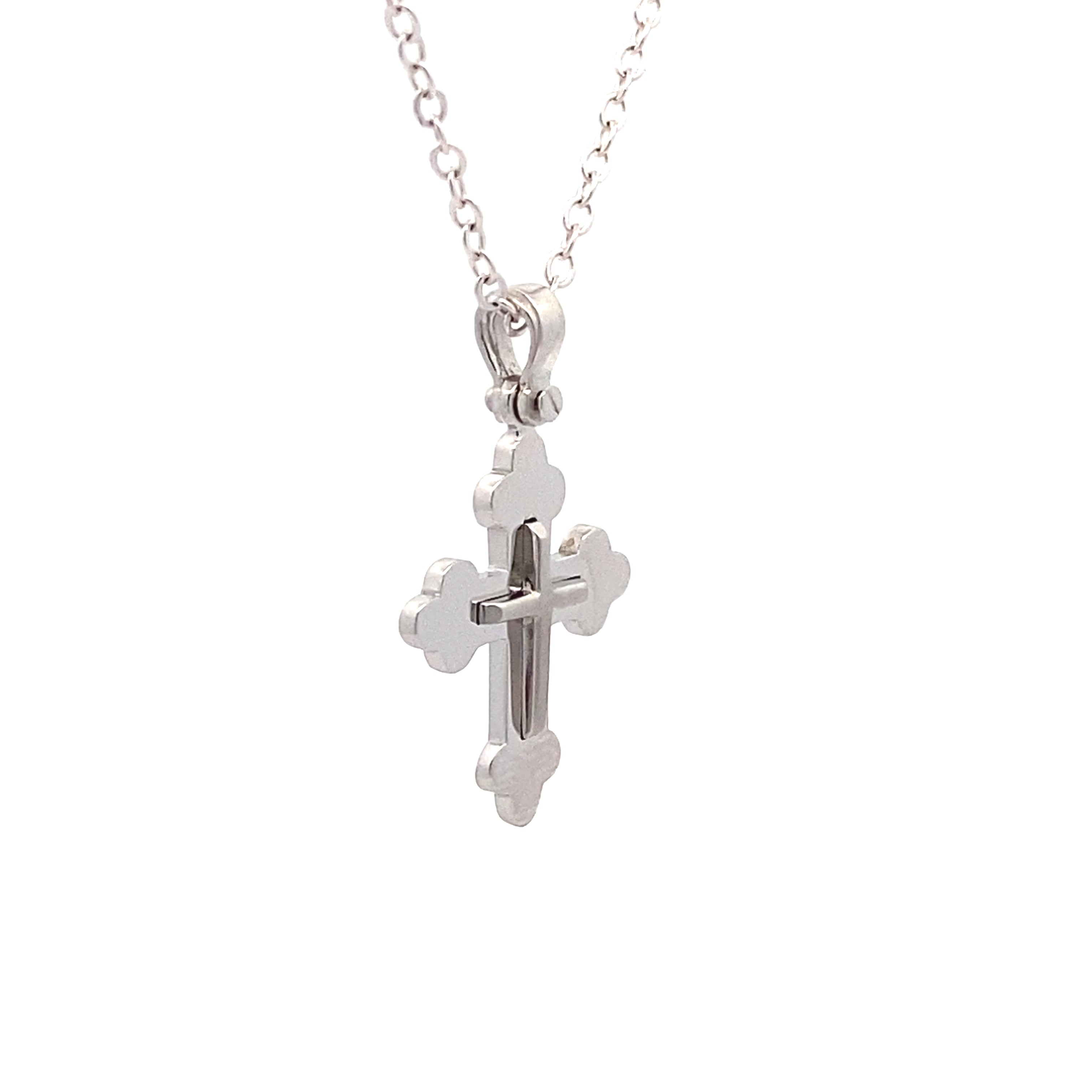 9ct White Gold Layered Byzantine / Orthodox Cross