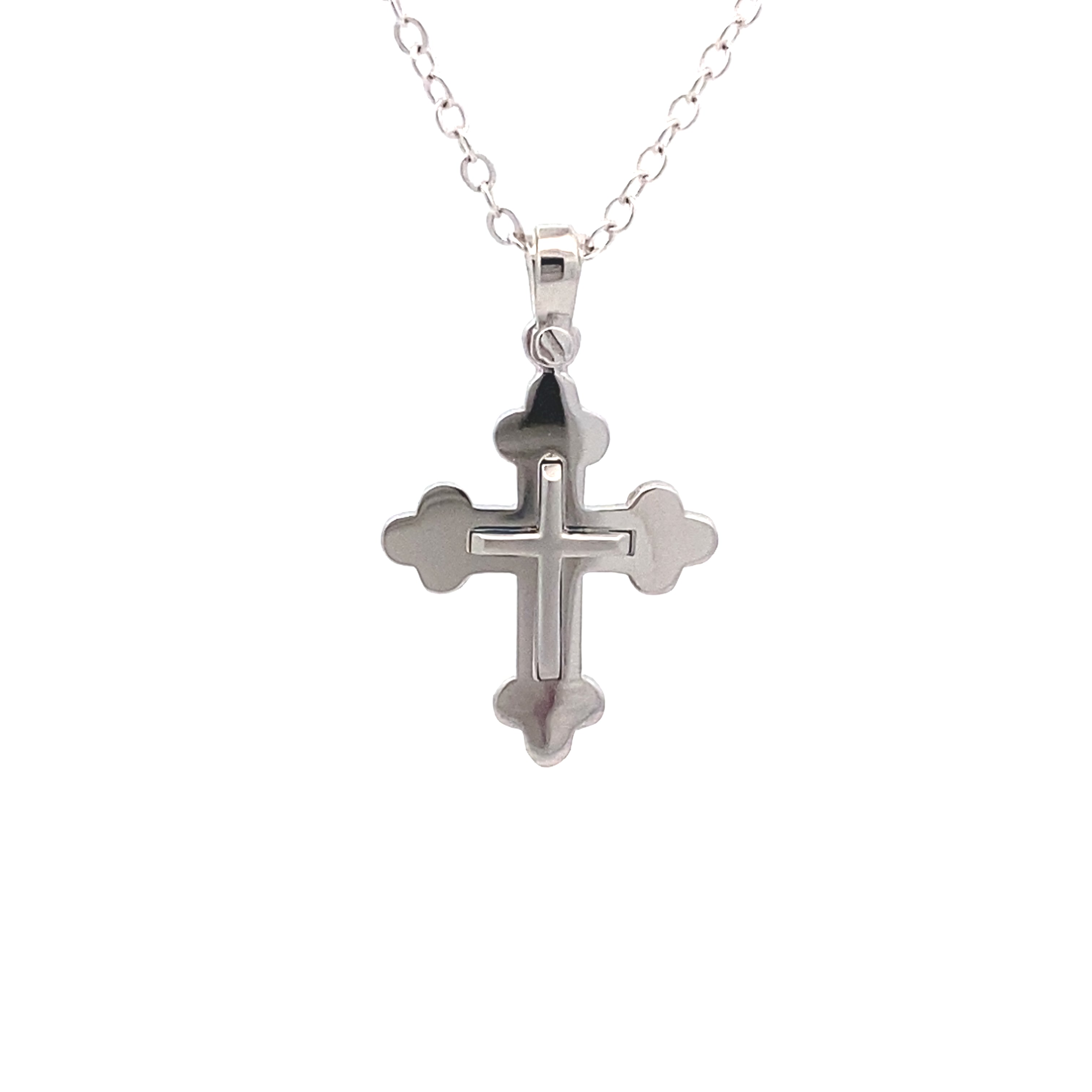 9ct White Gold Layered Byzantine / Orthodox Cross