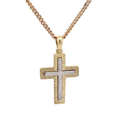 9ct Two-Tone Gold Modern Cross