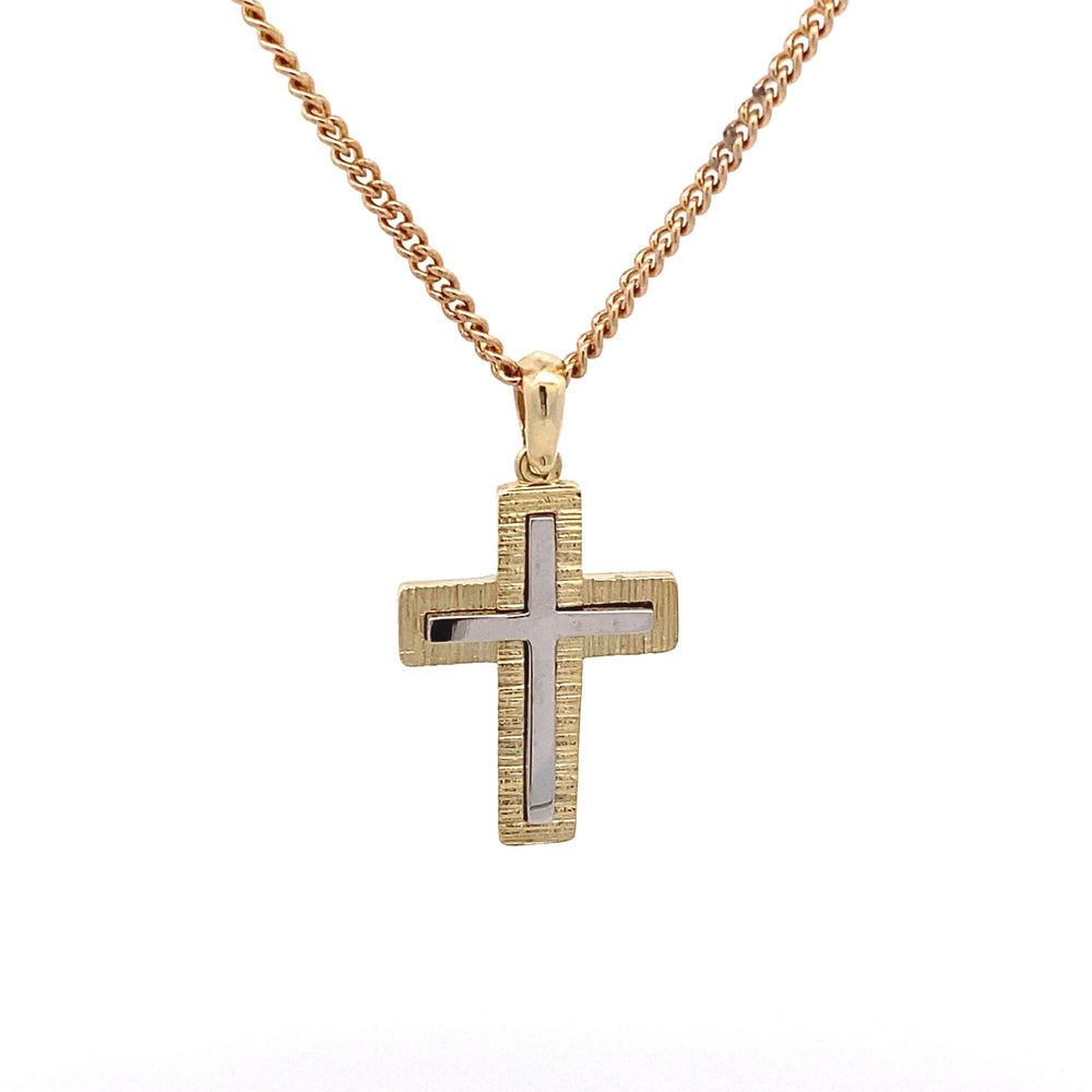 9ct Two-Tone Gold Modern Cross