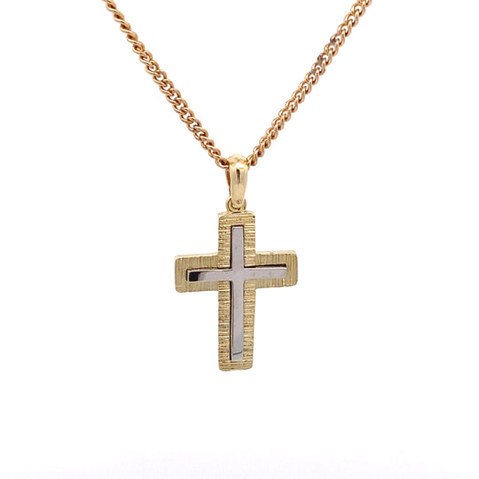 9ct Two-Tone Gold Modern Cross