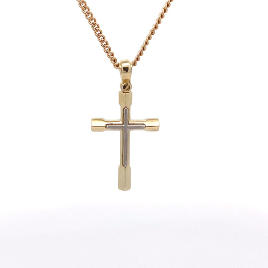 9ct Two-Tone Gold Modern Cross