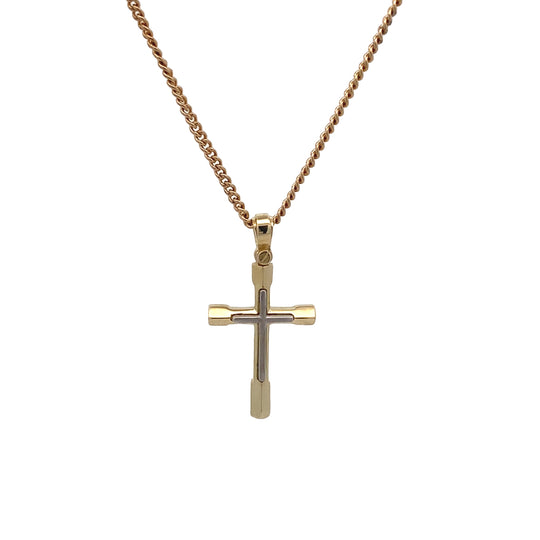 9ct Two-Tone Gold Modern Cross