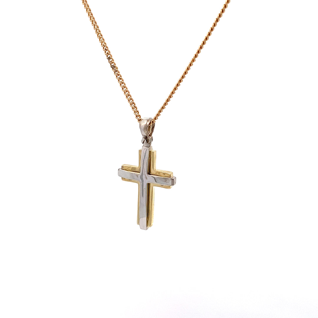 9ct Two-Tone Gold Cross Pendant