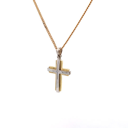 9ct Two-Tone Gold Cross Pendant