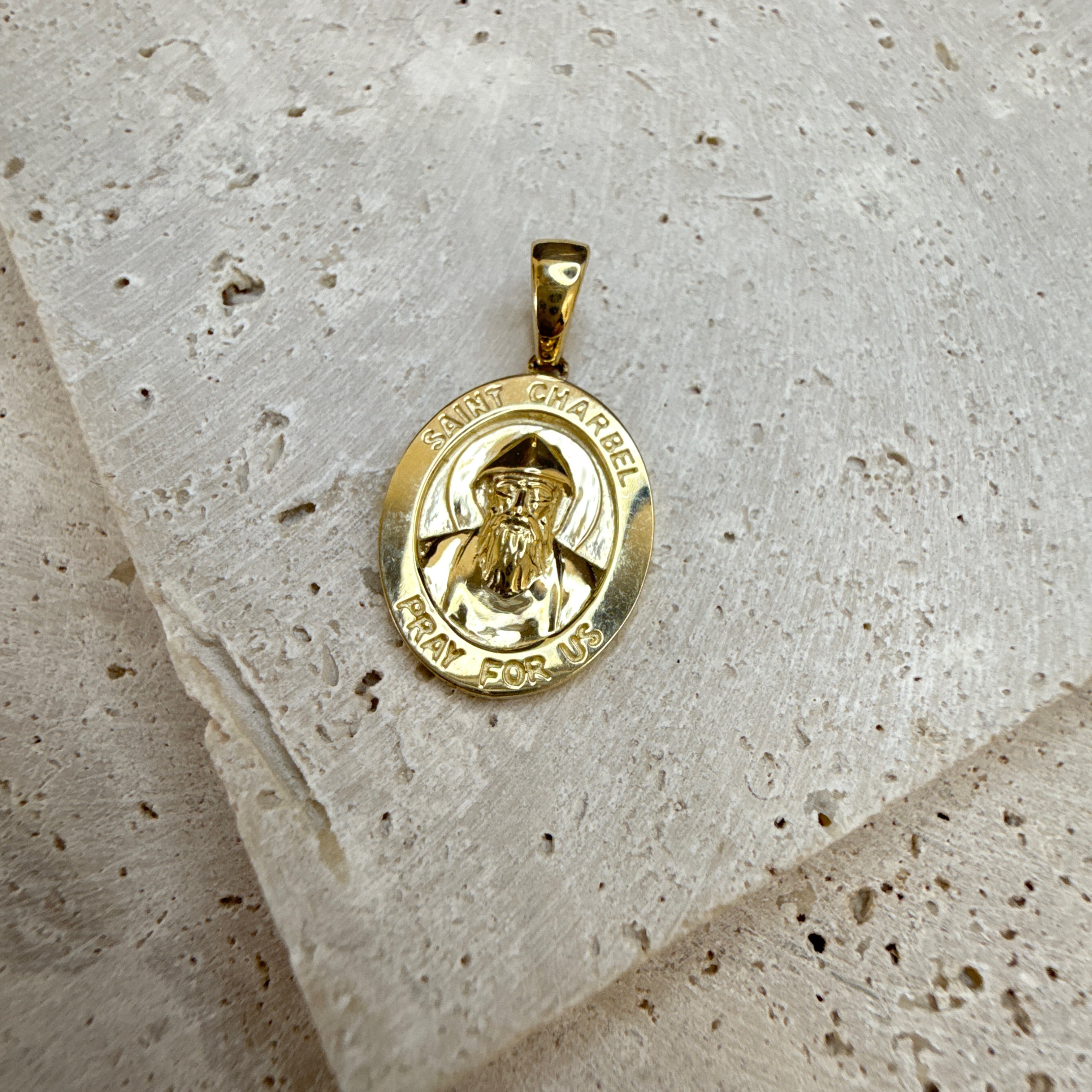 9ct Yellow Gold Saint Charbel Medallion
