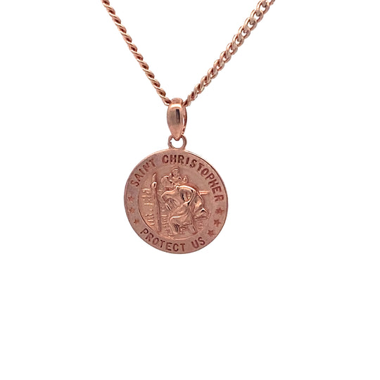 9ct Rose Gold St Christopher Medallion Pendant