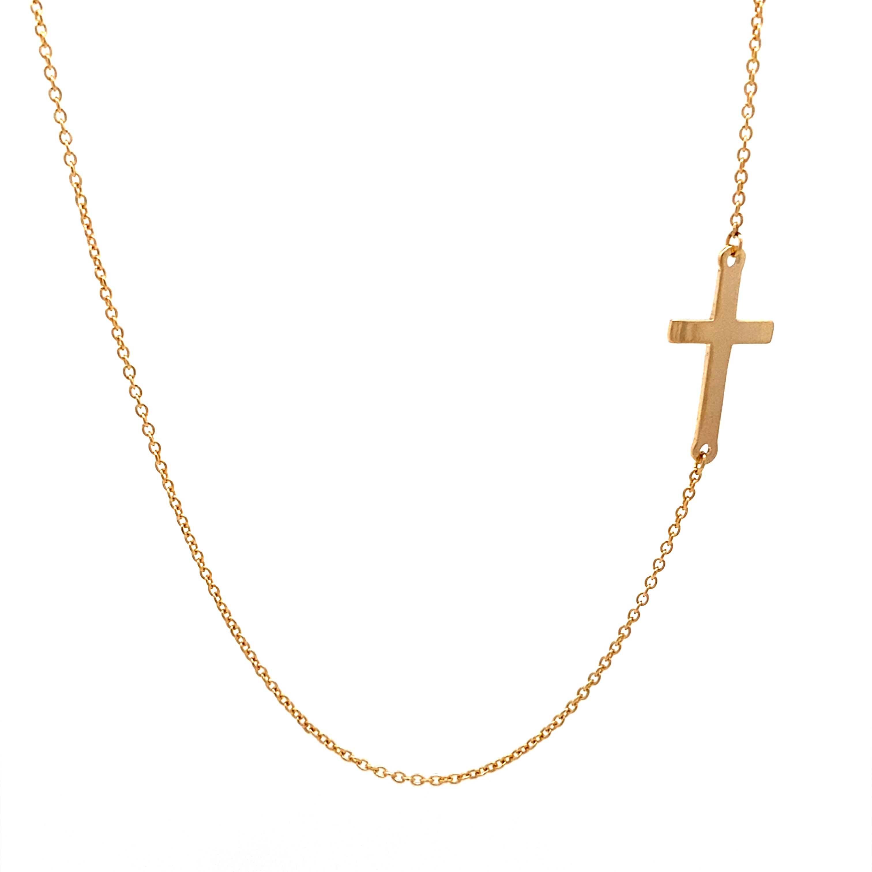 9ct Yellow Gold Sideways Cross Necklace