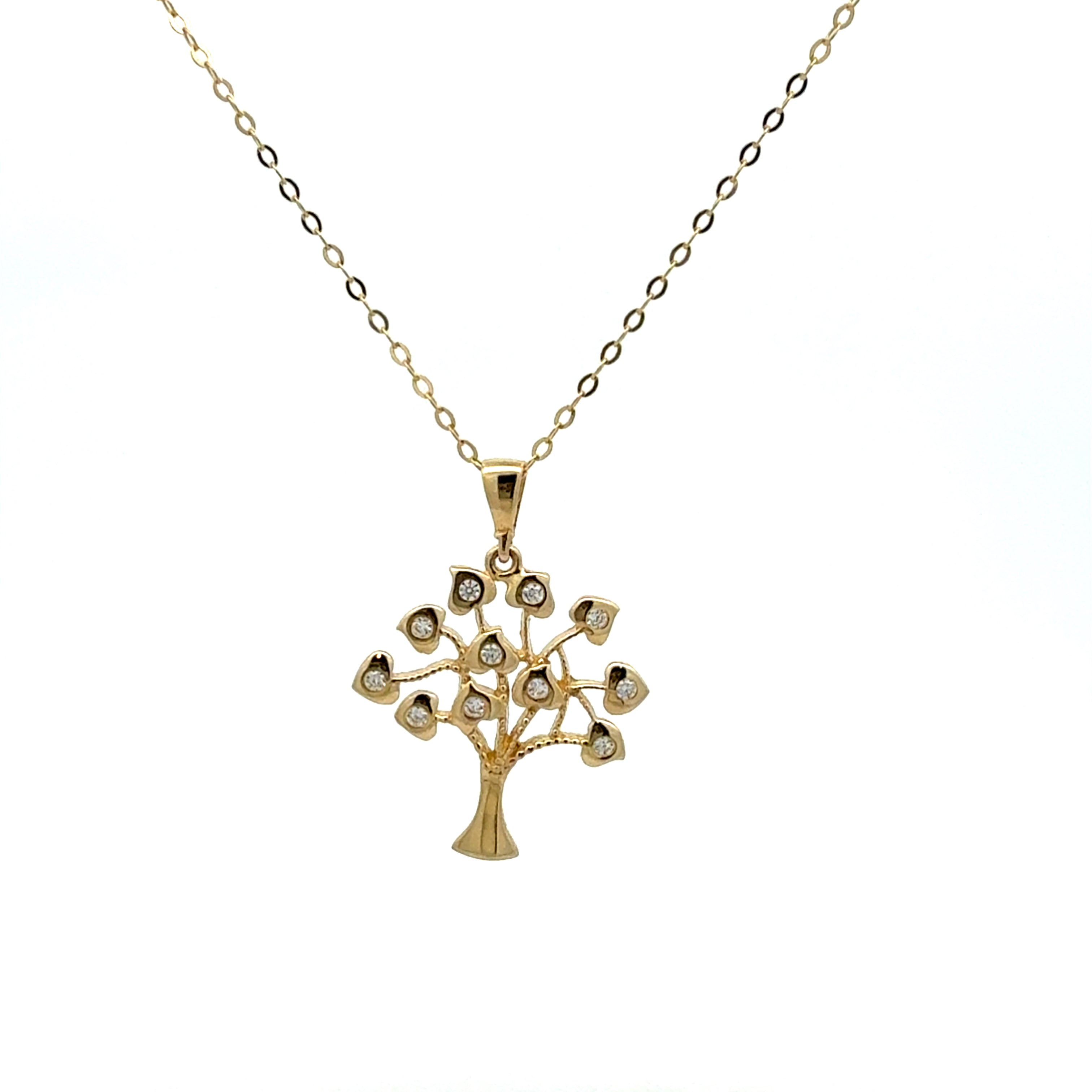 9ct Yellow Gold Cubic Zirconia Tree of Life Pendant