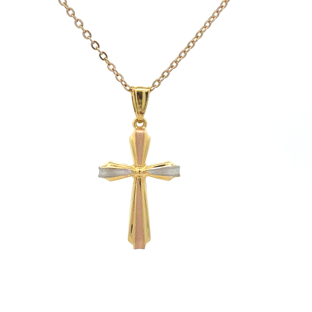 9ct Yellow, White & Rose Gold Cross Pendant