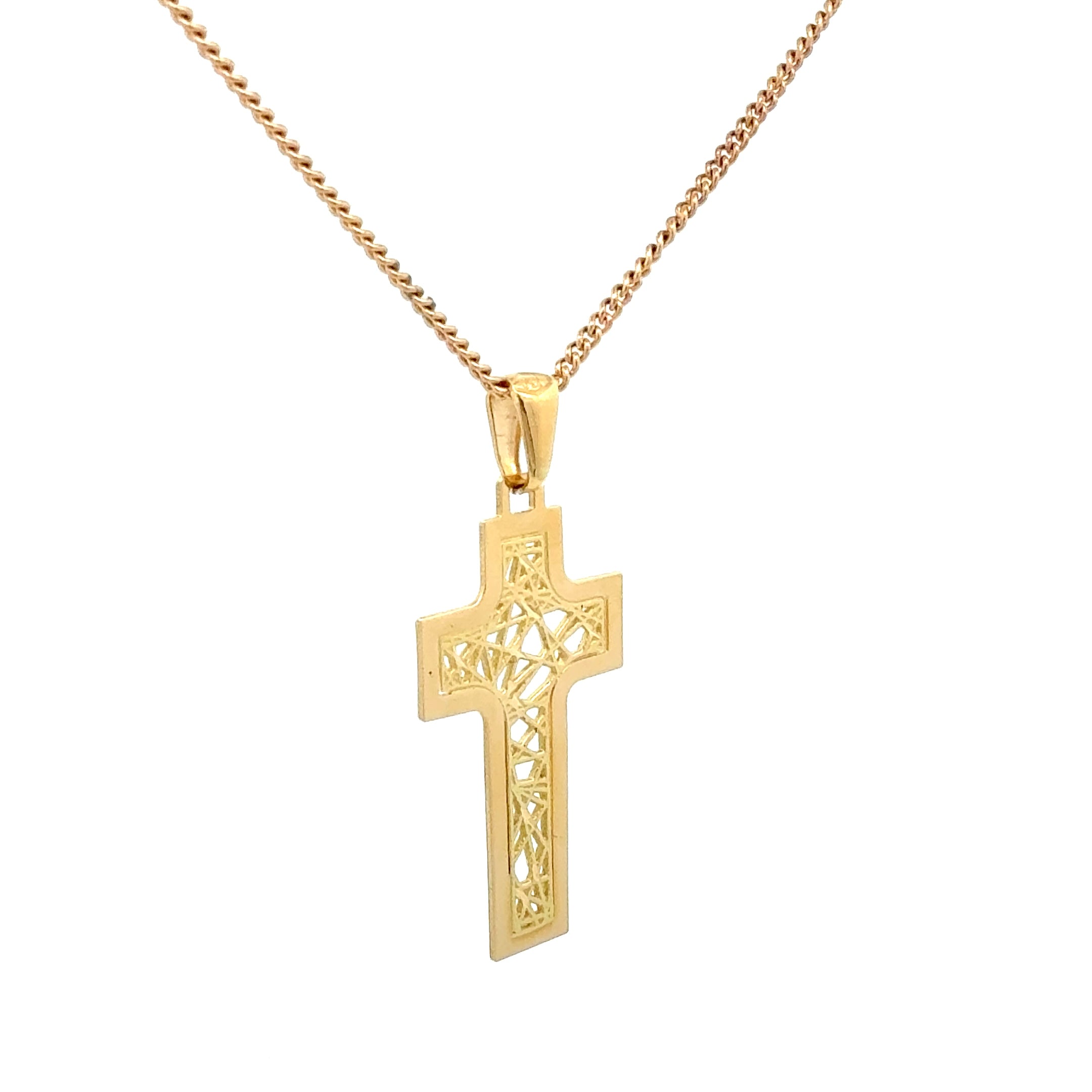 18ct Yellow Gold Cross with Fancy Cut-Out Centre