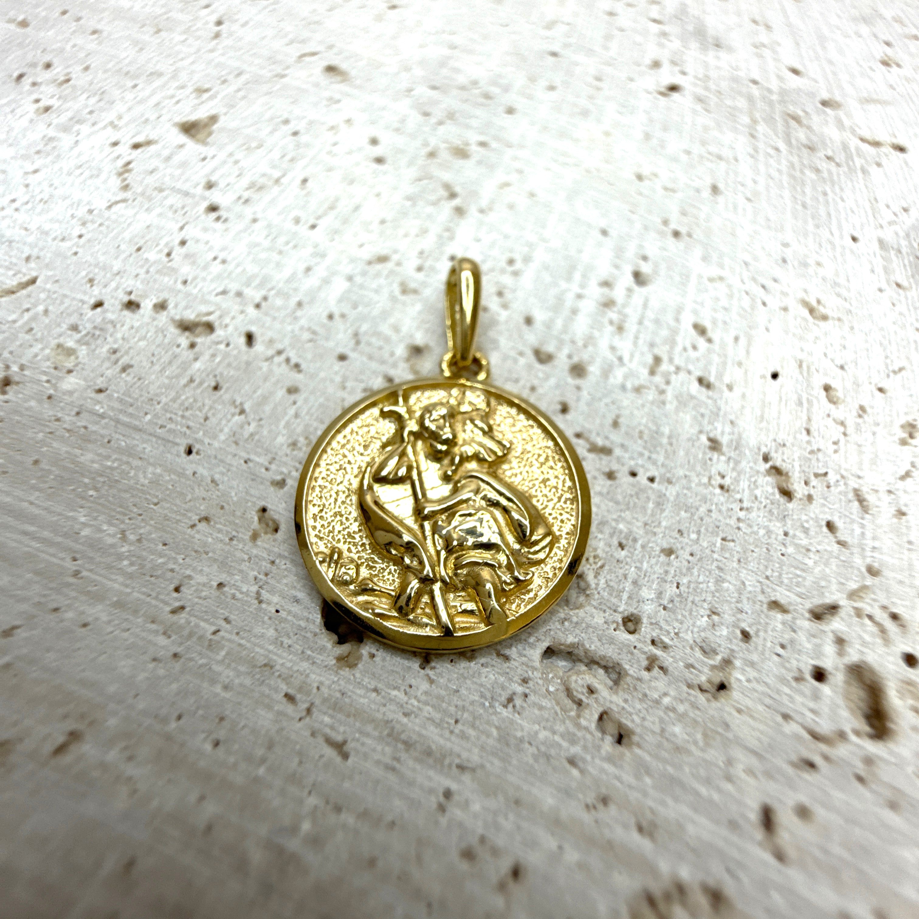 18ct Yellow Gold St Christopher Round Medallion