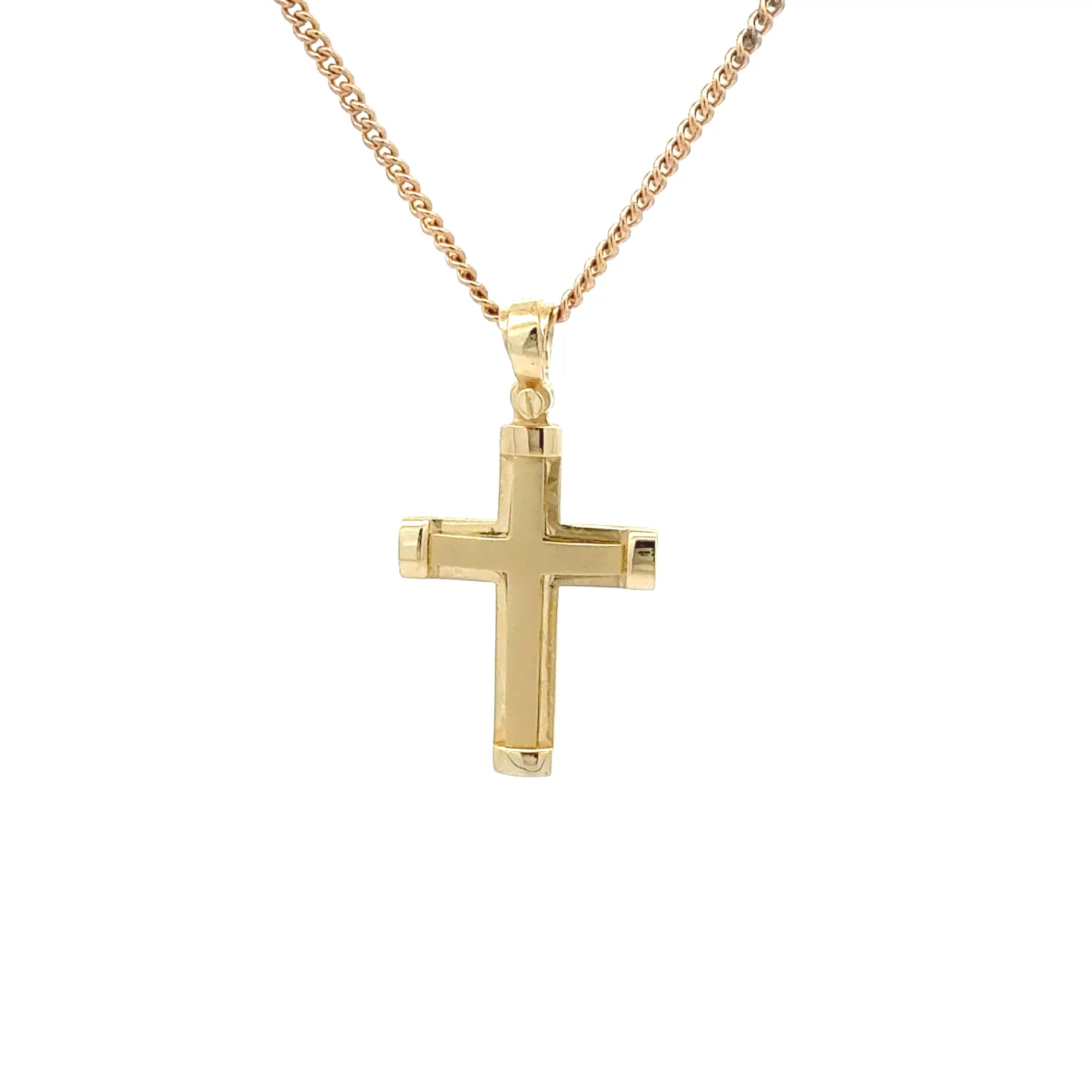 9ct Yellow Gold Cross Pendant – Polished & Matte Finish