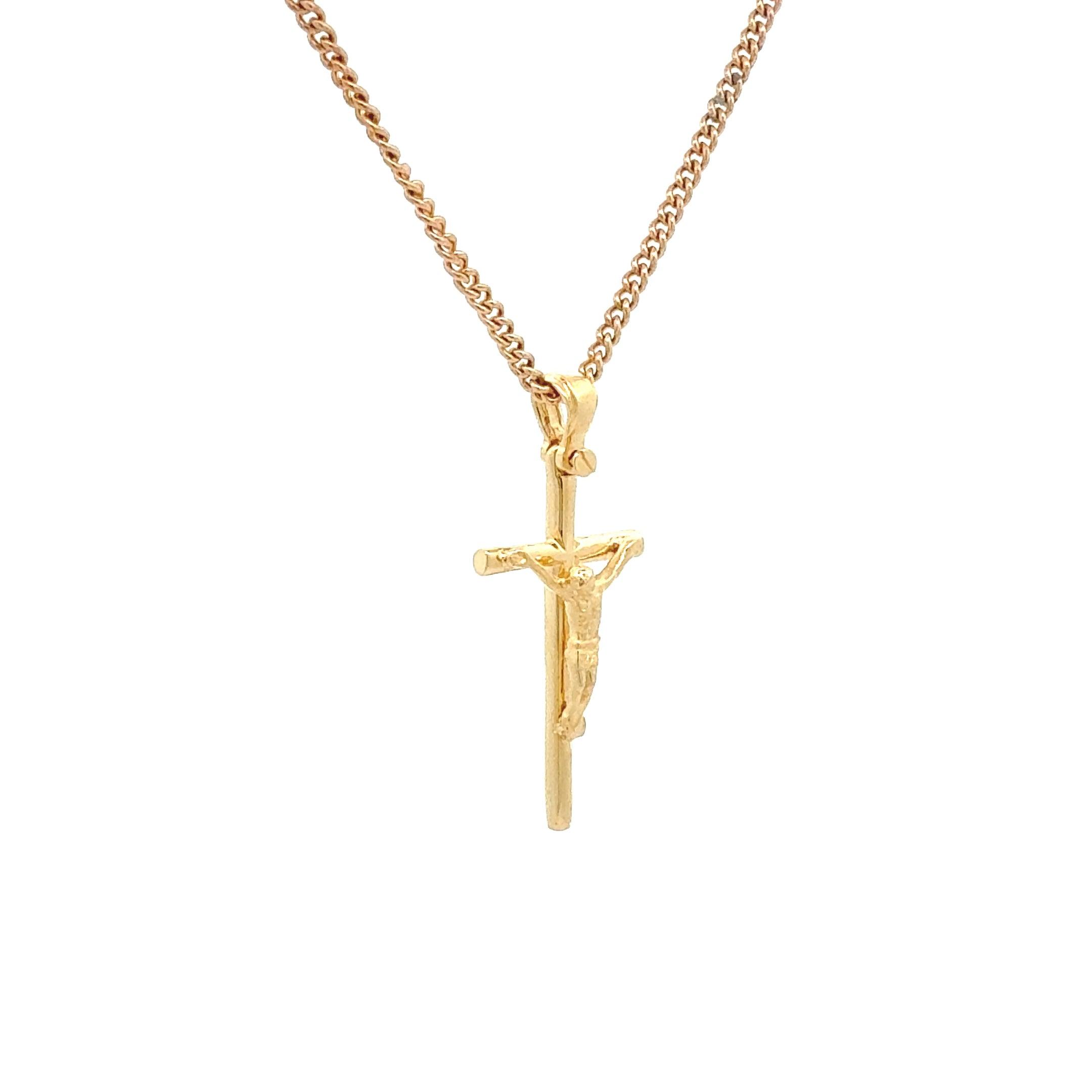 18ct Yellow Gold Tubular Crucifix