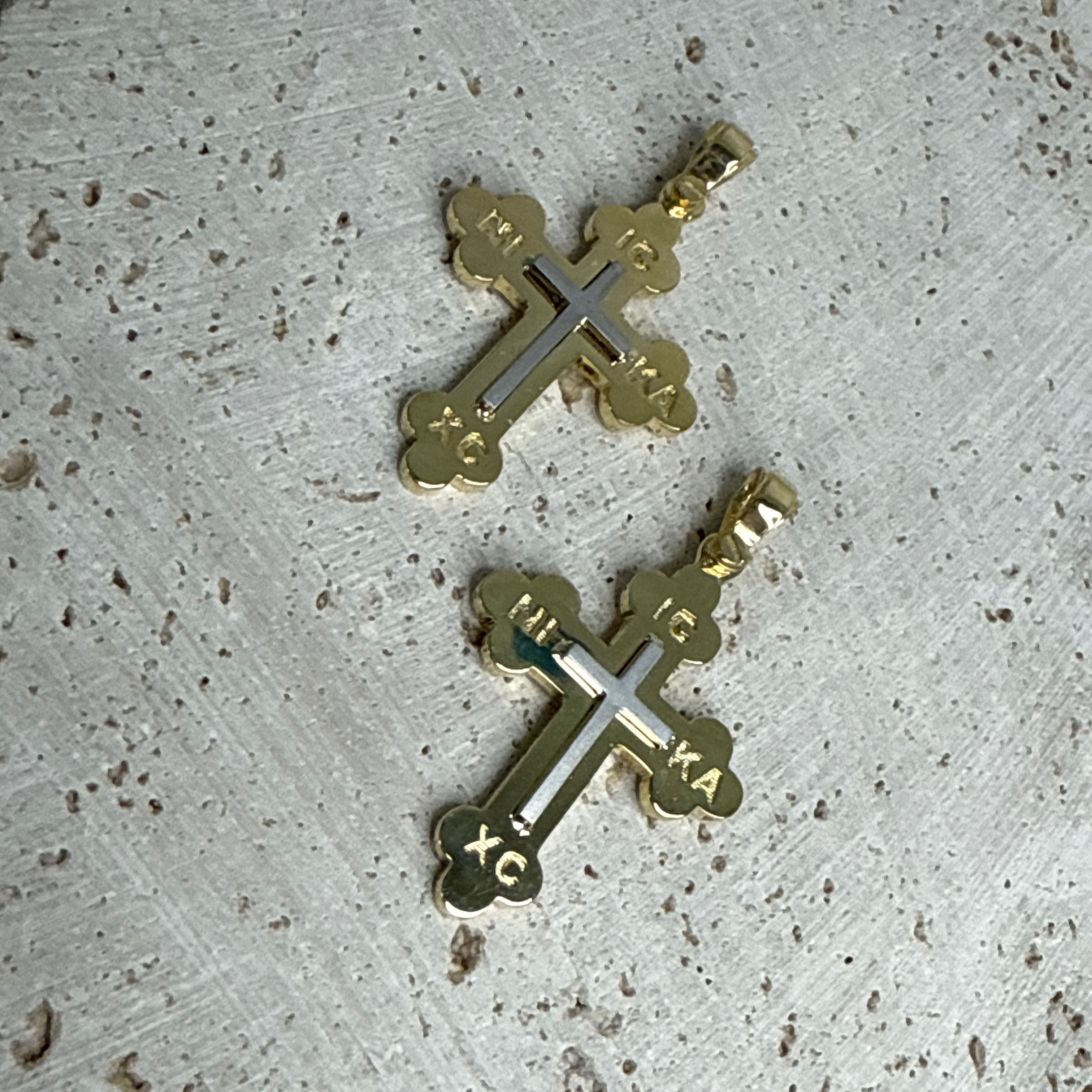 18ct Yellow & White Gold Orthodox Cross