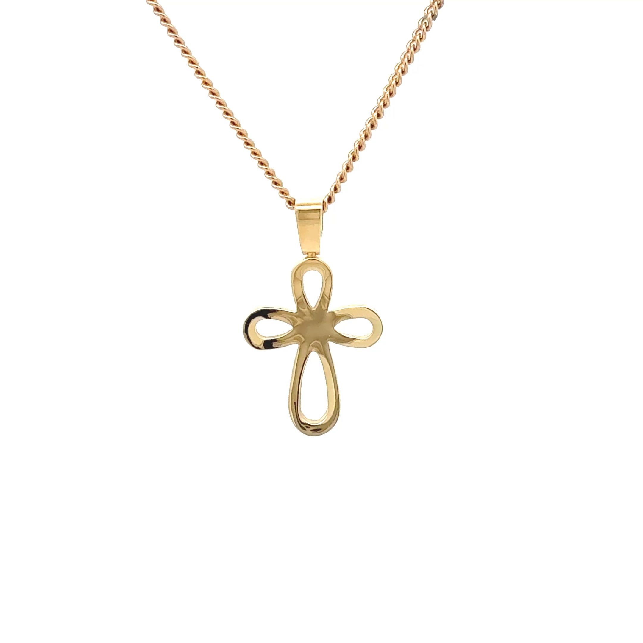 18ct Yellow Gold Rounded Cut-Out Cross Pendant
