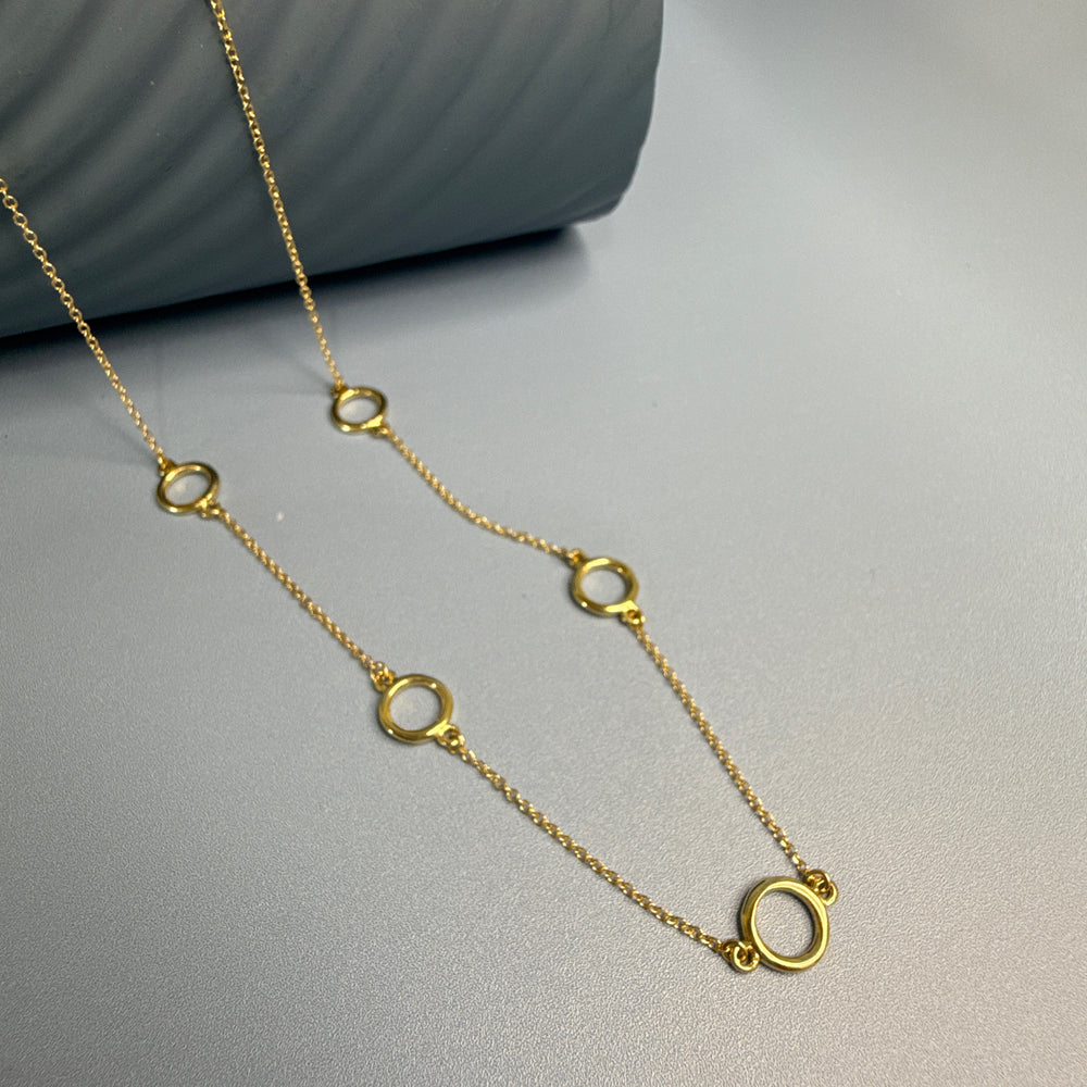 9ct Yellow Gold Open Circle Station Necklace