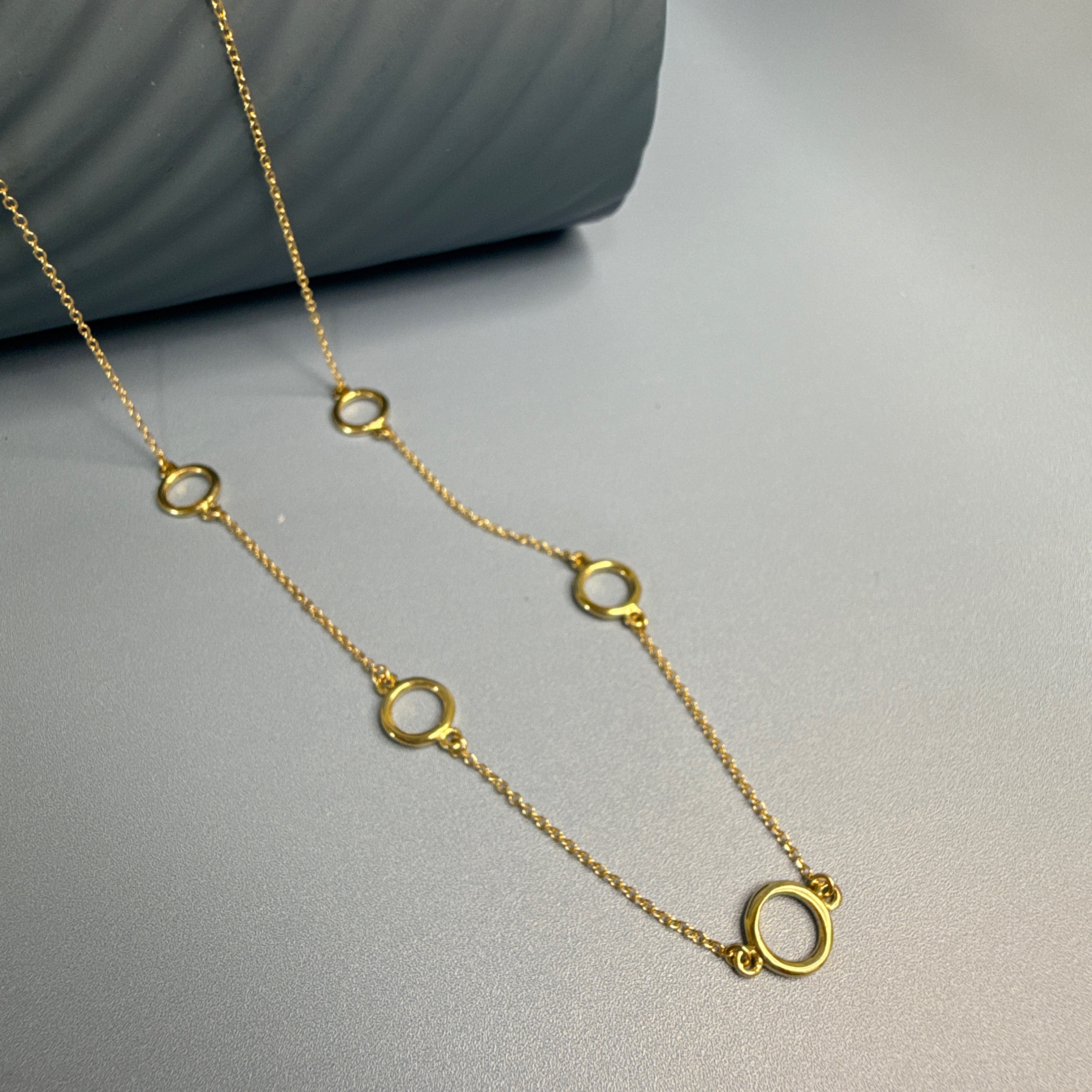 9ct Yellow Gold Open Circle Station Necklace