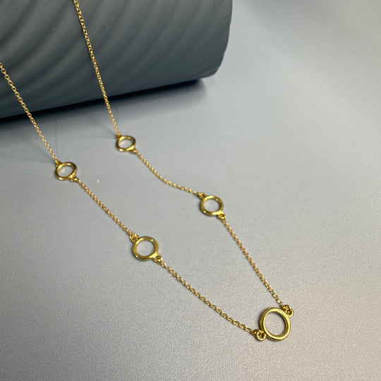 9ct Yellow Gold Open Circle Station Necklace