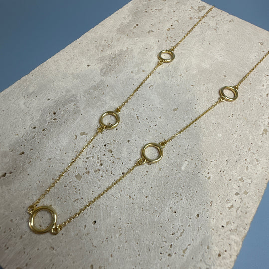 9ct Yellow Gold Open Circle Station Necklace