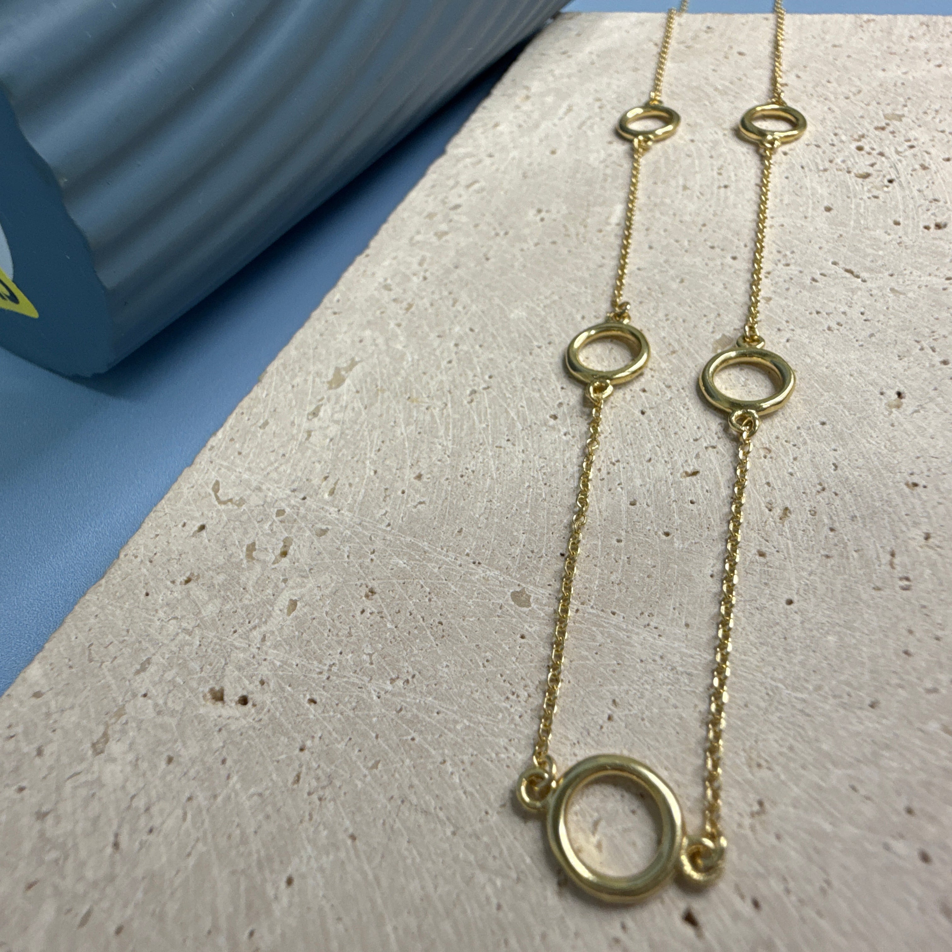 9ct Yellow Gold Open Circle Station Necklace