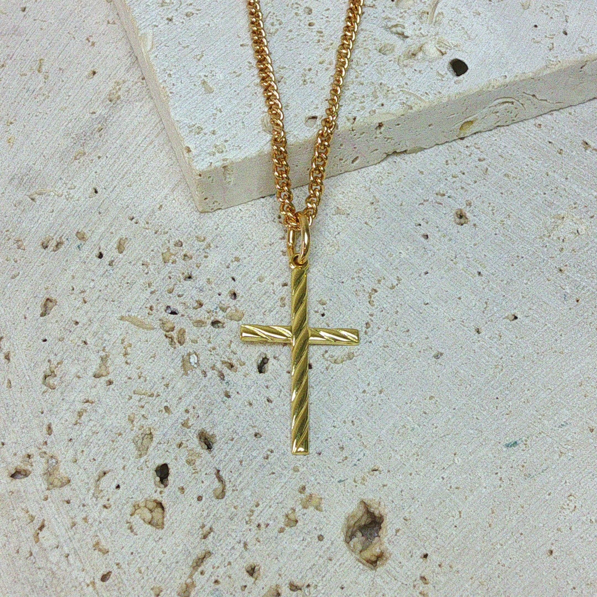 18ct Yellow Gold Fancy Twist Cross Pendant