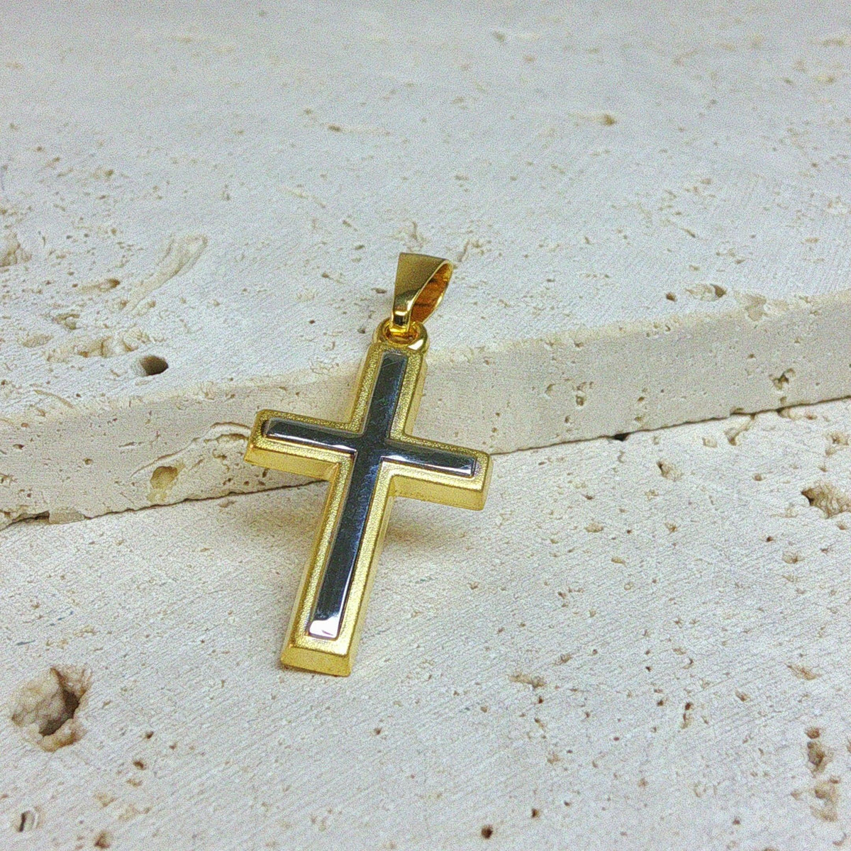 9ct Yellow & White Gold Cross Pendant