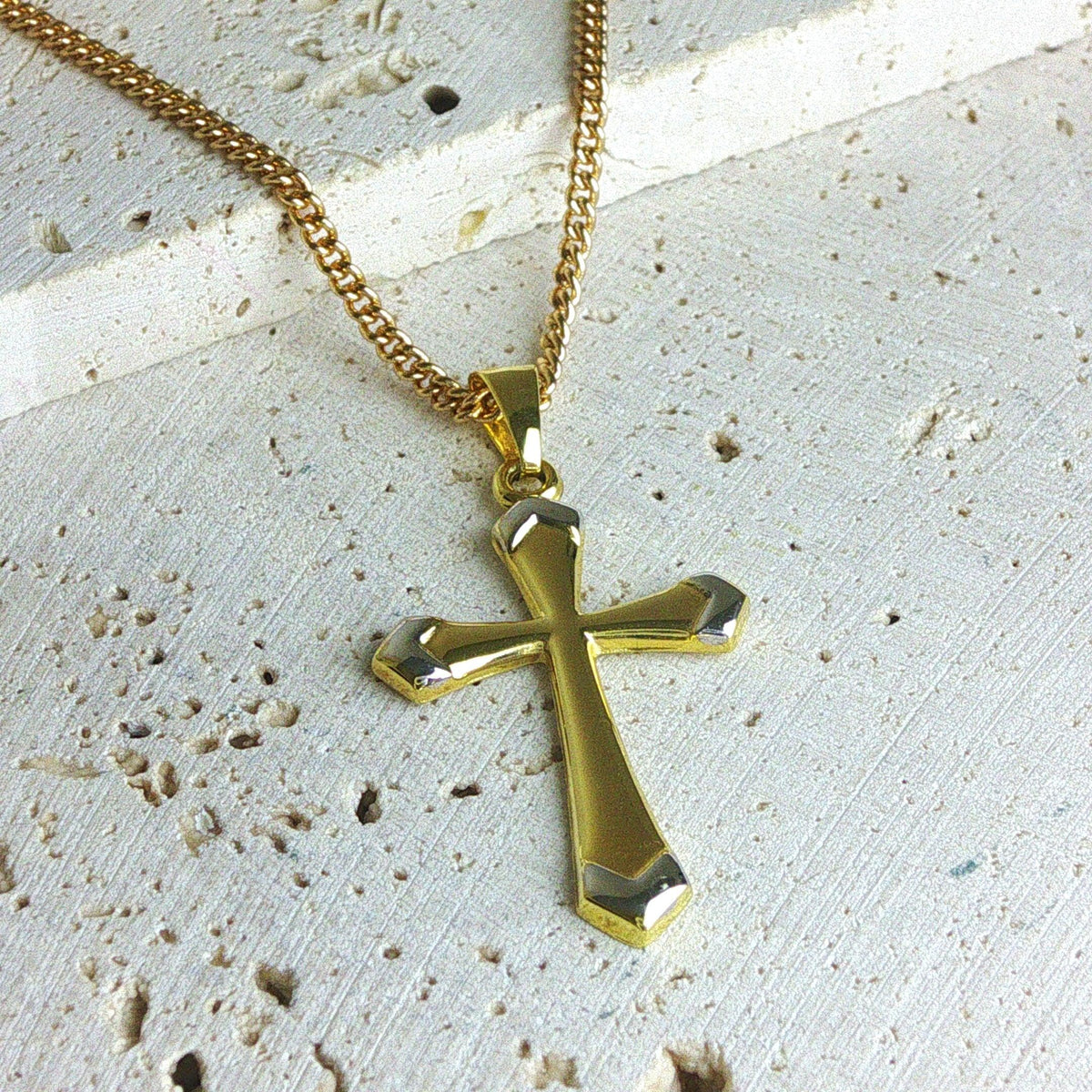 9ct Yellow & White Gold Orthodox Cross Pendant