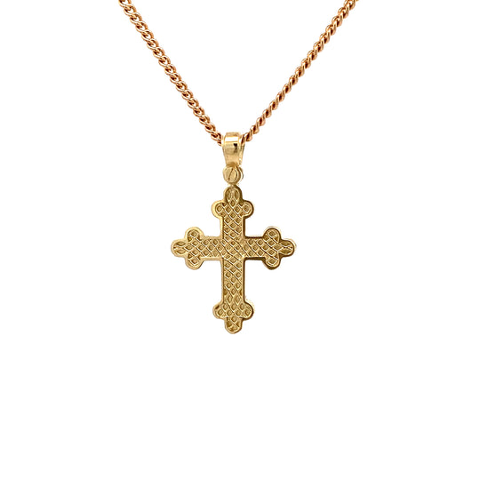 9ct Yellow Gold Textured Byzantine / Orthodox Cross