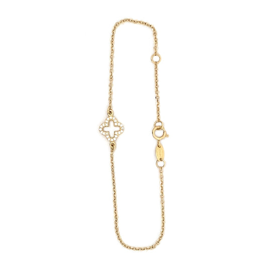 9ct Yellow Gold Cubic Zirconia Clover Bracelet