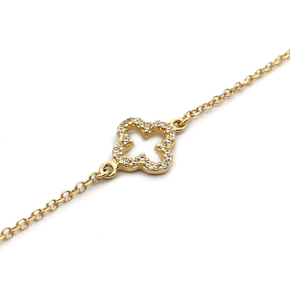 9ct Yellow Gold Cubic Zirconia Clover Bracelet