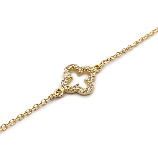 9ct Yellow Gold Cubic Zirconia Clover Bracelet