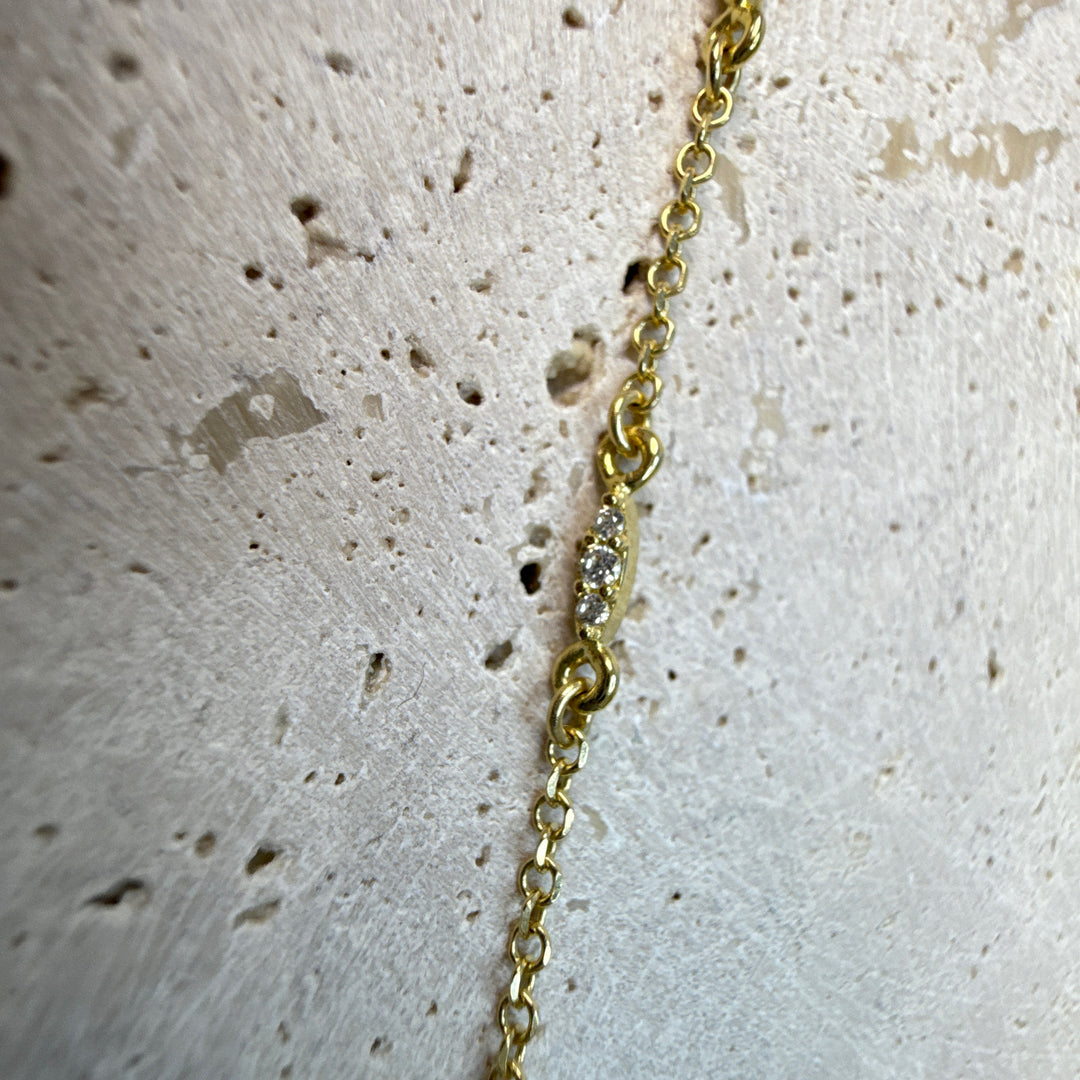 9ct Yellow Gold 7 Station Cubic Zirconia Bracelet