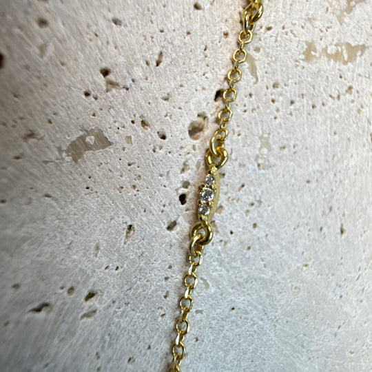 9ct Yellow Gold 7 Station Cubic Zirconia Bracelet