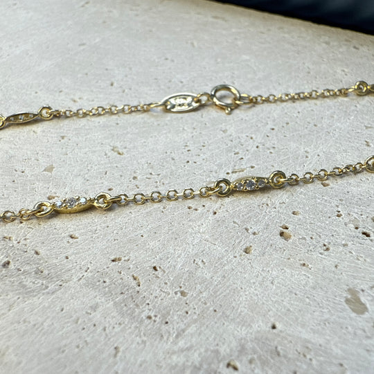 9ct Yellow Gold 7 Station Cubic Zirconia Bracelet