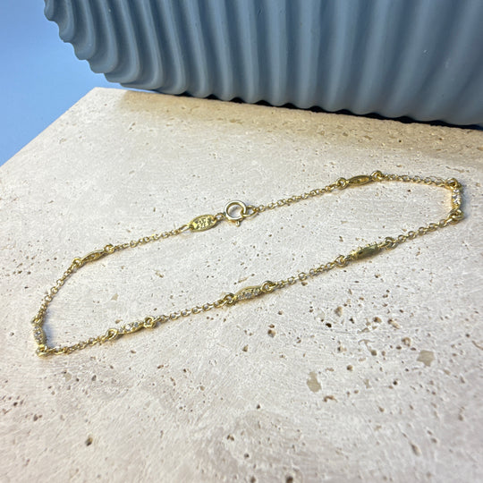 9ct Yellow Gold 7 Station Cubic Zirconia Bracelet