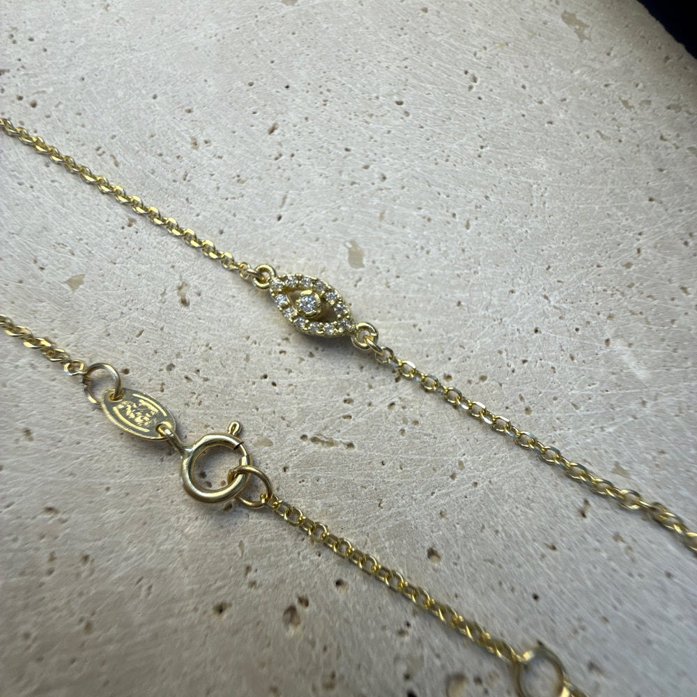 9ct Yellow Gold Cubic Zirconia Set Evil Eye (Mati) Bracelet