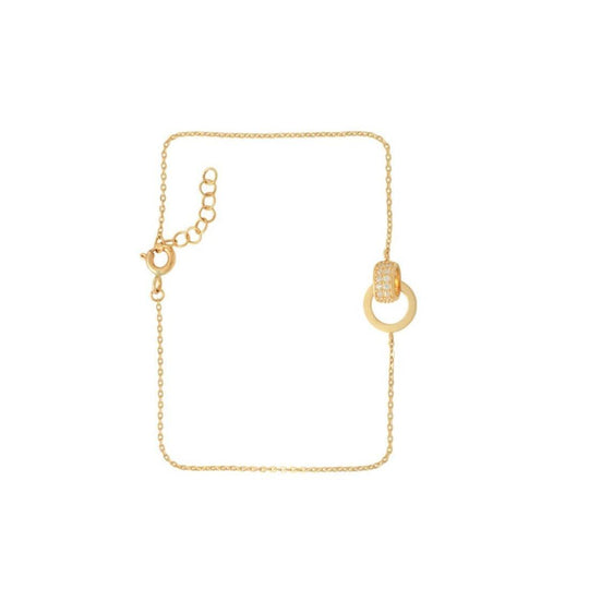 9ct Yellow Gold Interlocking Circle Bracelet with Cubic Zirconia
