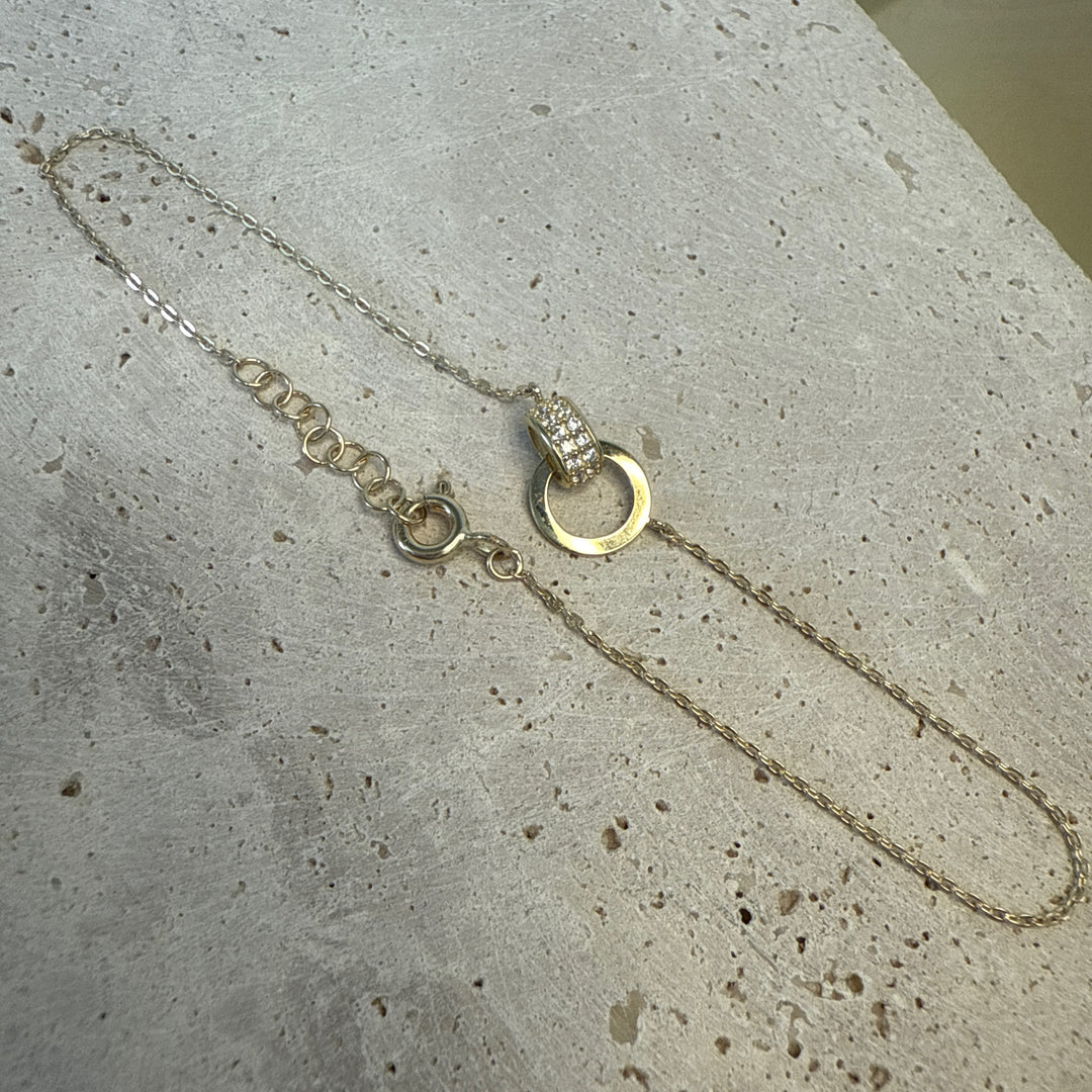 9ct Yellow Gold Interlocking Circle Bracelet with Cubic Zirconia