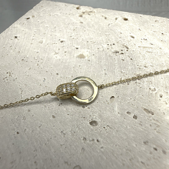 9ct Yellow Gold Interlocking Circle Bracelet with Cubic Zirconia